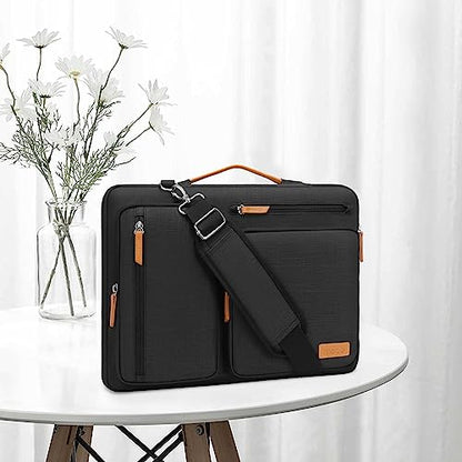 MOSISO 360 Protective Laptop Shoulder Bag, 14 inch Computer Bags | Compatible with HP Lenovo Dell ASUS Acer, HP, Dell, Lenovo,Side Open Messenger Bag with 4 Zipper Pockets&Handle, Black - color: Black, size: 14 inch