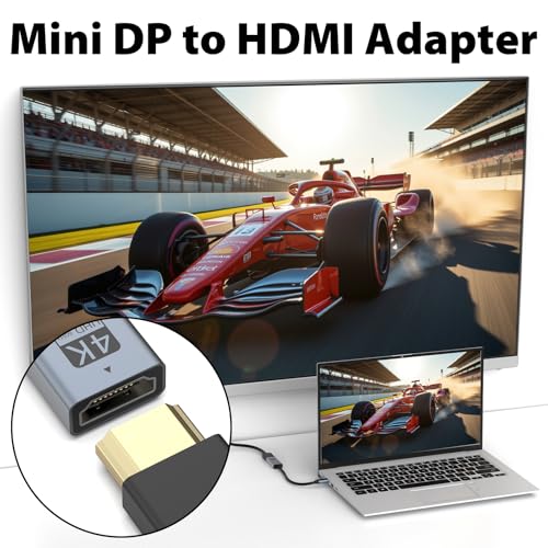 Cyberguys! Mini DisplayPort to HDMI Adapter, 4K@60Hz Mini DP (Thunderbolt 1/2 Compatible) to HDMI Converter – Plug & Play Gold-Plated for MacBook Pro/Air, Surface, iMac (Not USB-C/Thunderbolt 3)