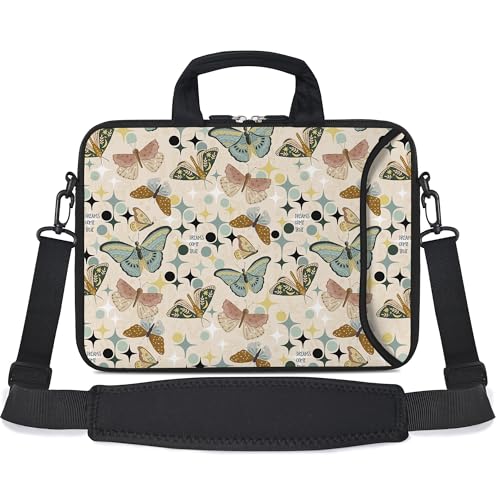 17 inch Laptop Shoulder Bag Carrying Case with Handle Fits 15.6/16/17/17.3/17.4 inch Laptop Notebook (Butterflies Wishes, 16-17.3 inch) - color: Butterflies Wishes