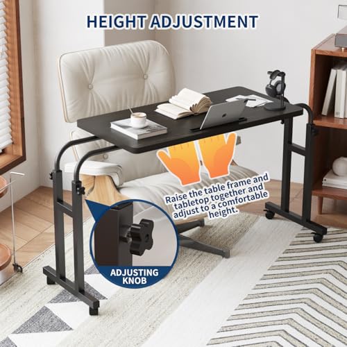 TigerDad Mobile OverBed Recliner Table - Adjustable Height & Length, Stable Laptop Tray Chair Table with Wheels for Kids & Adults