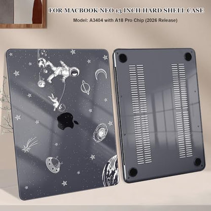 Compatible with MacBook Neo 13 inch Case 2026 Release Model A3404 Cover, Ultra-Thin Pattern Plastic Hard Shell Case Keyboard Cover Screen Protector Dust Plug, Astronauts Space Dog - color: Astronauts Space Dog