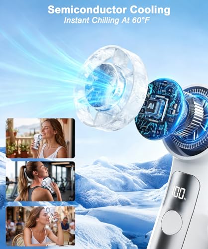 Portable Handheld Mini Fan with Ice Cooling Plate, Personal Clip On Turbo Fan Rechargeable, 18000 RPM 6 Speeds, 360° Detachable Clip, Pocket AC Fans Blow Cold Air for Beach Car Stroller Travel Makeup - color: White