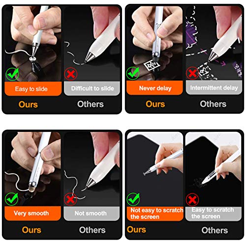 Penyeah 4-in-1 Stylus Pen for iPhone, iPad, Switch & Android Devices- White | Versatile 4 Different Tips, Writing/Drawing/Scrolling/Selecting/Signing Documents Easier & Preciser, Spare Tips Included - color: White