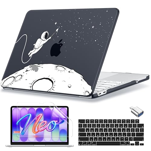MecBevia Compatible with MacBook Neo Case 13 inch 2026 A3404 A18 Pro Chip | 4-in-1 Kit, Neo Hard Shell Case Cover & Keyboard Cover & Screen Protector & Type C, Astronauts Stars - color: Astronauts Stars