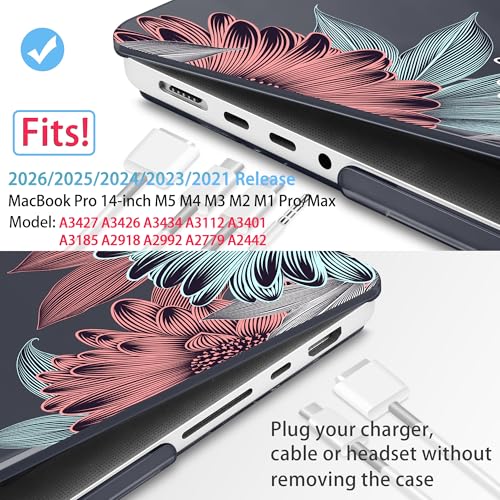 Mektron Case for M5 MacBook Pro 14 inch 2026 Model A3427 A3426 Fit 2025-2021 Model A3434 A3112 M4 A3112 A3401 A3185 M3 A2918 A2992 M2 A2779 M1 A2442 Pro/Max Cover, Blooming Chrysanthemums - color: Blooming Chrysanthemums