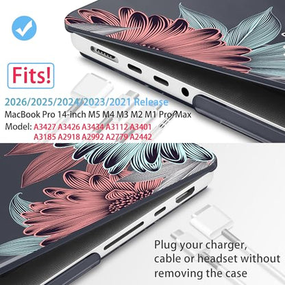 Mektron Case for M5 MacBook Pro 14 inch 2026 Model A3427 A3426 Fit 2025-2021 Model A3434 A3112 M4 A3112 A3401 A3185 M3 A2918 A2992 M2 A2779 M1 A2442 Pro/Max Cover, Blooming Chrysanthemums - color: Blooming Chrysanthemums