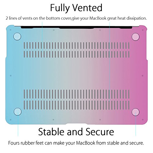 UESWILL Smooth Matte Hard Shell Case Cover Compatible with MacBook Air 11 inch (Model A1370 / A1465) + Microfibre Cleaning Cloth, Rainbow - color: Rainbow, size: MacBook Air 11"