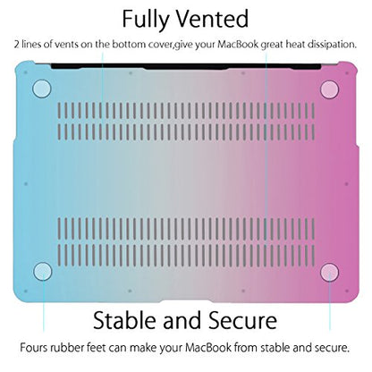 UESWILL Smooth Matte Hard Shell Case Cover Compatible with MacBook Air 11 inch (Model A1370 / A1465) + Microfibre Cleaning Cloth, Rainbow - color: Rainbow, size: MacBook Air 11"