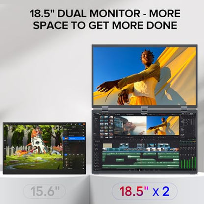 UPERFECT Delta Max 18.5" 100Hz Dual Portable Monitor for Laptop Screen Extender 1080P HDR 360° Folding Stacked Triple Monitor with Stand & VESA for Laptop PC Phone Game Console (No Driver Needed) - size: 18.5"