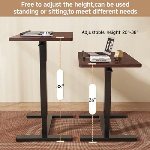 Overbed Bedside Desk with Hidden Wheels, Height Adjustable Rolling Laptop Stand, Tilting Over Bed Table for Bed Sofa, Mobile Bedside Table,Walnut - color: Walnut, style: Basic