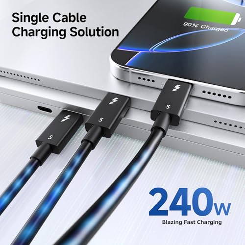 Cable Matters [Intel Certified] 80Gbps Thunderbolt 5 Cable, 1.6ft / 0.5m | [Up to 120Gbps Boost, 8K@120Hz / 6K@240Hz / 4K@540Hz with DSC, 240W, 80G Data Transfer], Black, Supports TB 4/3, USB4, USB-C - color: Black, size: 1.6 ft
