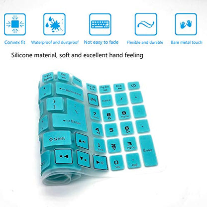 2PCS Keyboard Cover for Acer Nitro 5, Nitro 16 AN16-51/41, Nitro 17 AN17-51/41, Predator Helios 16 18 PH16-71 PH18-71, Predator Helios 300 PH315-55/54/53 PH317-53/54, Nitro 5 AN515-58/57/56/55//45/44 - color: HotBlue+Clear