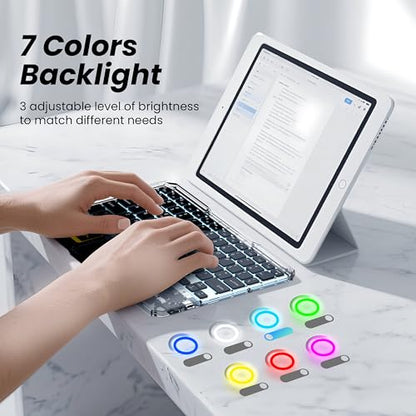 Ultra-Slim Bluetooth Keyboard with Touchpad, Wireless RGB Backlit, Portable Rechargeable Keyboard for iPad, Tablet, Laptop, Windows, Android, macOS Devices