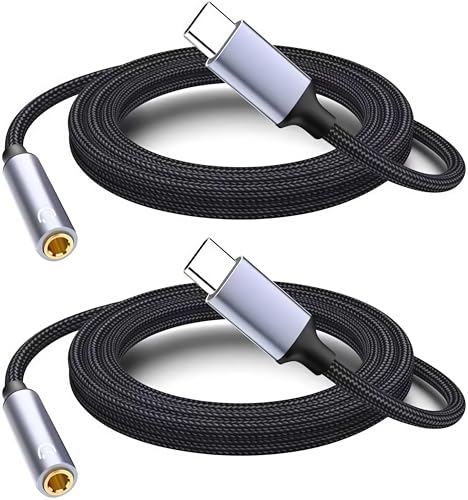 2 Pack 1M USB C to Headphone Jack Adapter,USB-c to 3.5mm Headphone Jack Adapter Cable,Compatible with Phone 17 Pro Max/16/15,Samsung Galaxy S25 Ultra/S24/S23,Pixel,iPad Pro