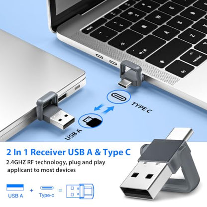 Presentation Clicker with Air Mouse, RF 2.4GHz PowerPoint Clicker for PPT | Rechargeable Wireless Presenter Remote, 2-in-1 USB Type C Presentation Clicker Slide Advancer