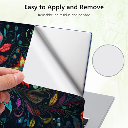 Laptop Skin Sticker Decal, Universal Reusable Vinyl Laptop Cover for 12" 13" 13.3" 14" 15" 15.4" 15.6" Notebook PC, Reusable Waterproof Scratch-Resistant with 2 Wrist Pads,Art Black Flowers - color: Art Black Flowers