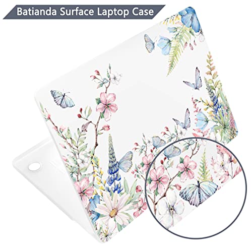 Batianda Case for 12.4" Microsoft Surface Laptop Go 3 2023 Release/Surface Laptop Go 2 (2022), Designed Clear Protective Plastic Hardshell & Keyboard Cover & Screen Protector,Flowers and Butterflies - color: Flowers