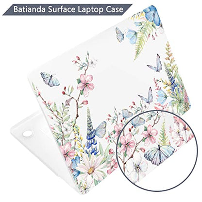 Batianda Case for 12.4" Microsoft Surface Laptop Go 3 2023 Release/Surface Laptop Go 2 (2022), Designed Clear Protective Plastic Hardshell & Keyboard Cover & Screen Protector,Flowers and Butterflies - color: Flowers
