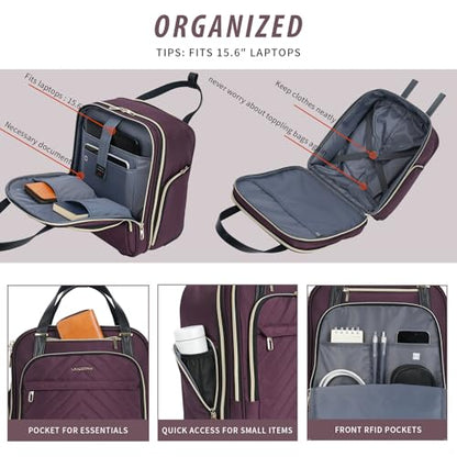 VANKEAN Carry On Underseat 16-inch Multi-functional Underseater Lightweight Overnight Suitcase with Wheels, Roller Case for Men Women Travel Business - color: Gold Purple