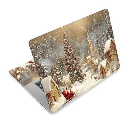 Universal Laptop Skin Sticker Decal,15.6 Inch Laptop Vinyl Cover for 13" 14" 15.6" Laptop,Scratch-Resistant Waterproof Protector Wrap,Reusable with Wrist Pads,Christmas Santa Village - color: Christmas Santa Village