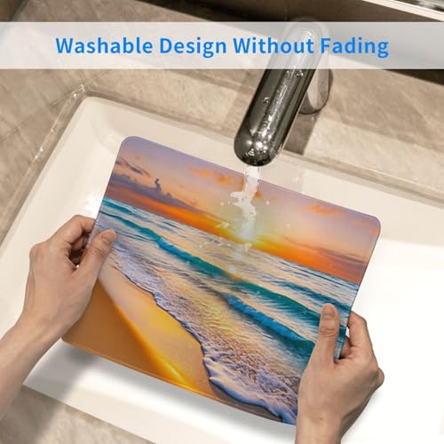 Beach Sunset Gaming Computer Keyboard Cute Mouse Pad with Anti-fray Stitching, Premium-Textured Alfombrilla para Mouse with Non-Slip Rubber Base, 10 x 12 inch - color: Beach Sunset
