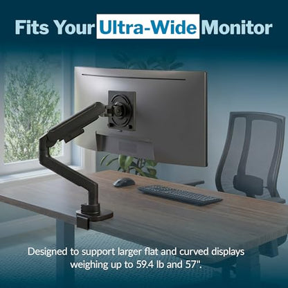 Vari Ultra-Wide Monitor Arm – VESA Compatible Monitor Mount for Flat & Curved Screens 57” & 59.4 lbs – Adjustable Arm with Tilt, Swivel, Rotation & Cable Management - size: Ultra-Wide Monitor Arm