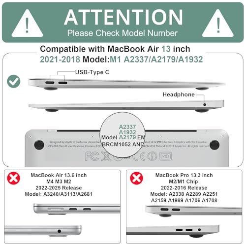 B BELK Compatible with MacBook Air 13 inch Case 2021 2020 2019 2018 M1 Chip | A2337 A2179 A1932, Plastic Laptop Hard Shell for MacBook Air 13.3 inch Case & Keyboard Cover & Screen Protector, Green Marble - color: Green Marble