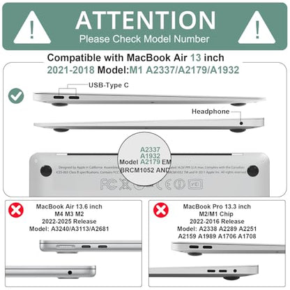 B BELK Compatible with MacBook Air 13 inch Case 2021 2020 2019 2018 M1 Chip | A2337 A2179 A1932, Plastic Laptop Hard Shell for MacBook Air 13.3 inch Case & Keyboard Cover & Screen Protector, Green Marble - color: Green Marble