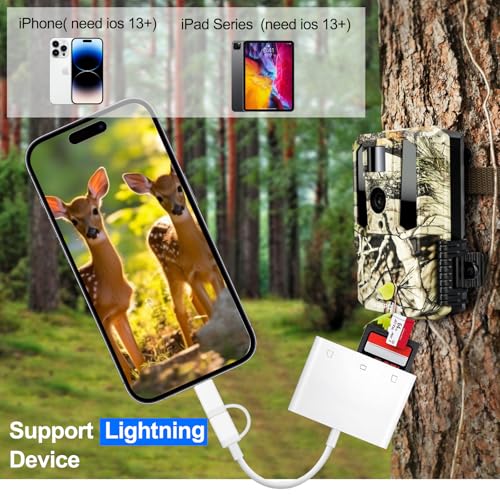 CF SD Card Reader for iPhone iPad Mac Dual Connector (Lightning & USB C), Digital Camera Memory Card Adapter to iPhone with Compact Flash/SD/MicroSD 3 Slot, Plug&Play for Android Phone Laptop