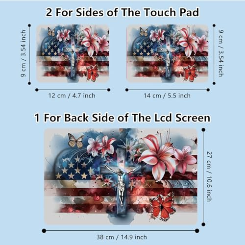 Universal Laptop Skin Sticker with 2 Wrist Pad Skins, Waterproof Scratch Resistant Vinyl Laptop Cover Decal, Cut to Fit for 11–15.6 Inch MacBook HP Dell Lenovo, Faith Flag - color: Faith Flag