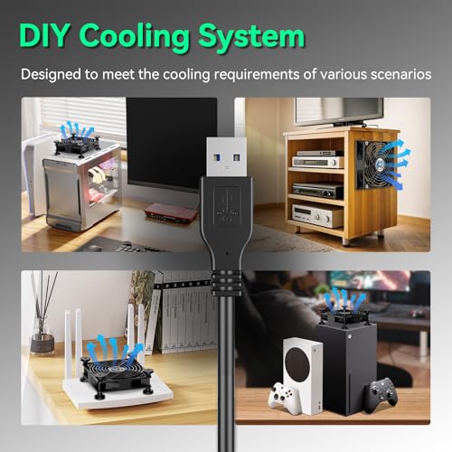 120mm USB Fan, USB Computer Fan with 3 Speeds Controller Small PC Cooling Fans for Cabinet Case Server TV Receiver Router DVR Xbox Cooler, 2Pcs - style: 2 Pcs