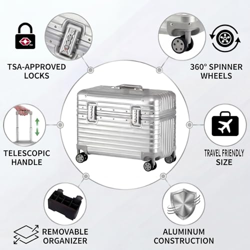 Full Aluminum Rolling Camera Bag 18" Camera Case | Wheeled Photography Gear Case, Carry-on Luggage, Dual TSA locks, Detachable Wheels & Dividers, Fits 17" laptop, DSLRs & Lens