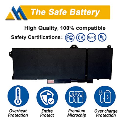64Wh GRT01 Laptop Battery Replacement for Dell Latitude 15 5521 5531 14 5421 5431 Precision 3470 3561 3571 Alienware m17 R5 AMD Series R05P0 00P3TJ 0P3TJ VXD57 05RGW 9JRV0 15.2V 4000mAh 4-Cells - size: 9.21*3.46*0.28 inche GRT01