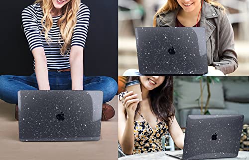 CISSOOK Black Glitter Case for MacBook Pro 13 Inch 2025-2020 Release Model A2338 A2251 A2289 with Touch Bar, Bling Hard Shell Cover Keyboard Skin for MacBook Pro 13 M1 M2 Sparkly | 4in1 Set Bling Hard Shell Cover Keyboard Skin for MacBook Pro 13 M1 M2 A23