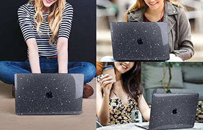 CISSOOK Black Glitter Case for MacBook Pro 13 Inch 2025-2020 Release Model A2338 A2251 A2289 with Touch Bar, Bling Hard Shell Cover Keyboard Skin for MacBook Pro 13 M1 M2 Sparkly | 4in1 Set Bling Hard Shell Cover Keyboard Skin for MacBook Pro 13 M1 M2 A23