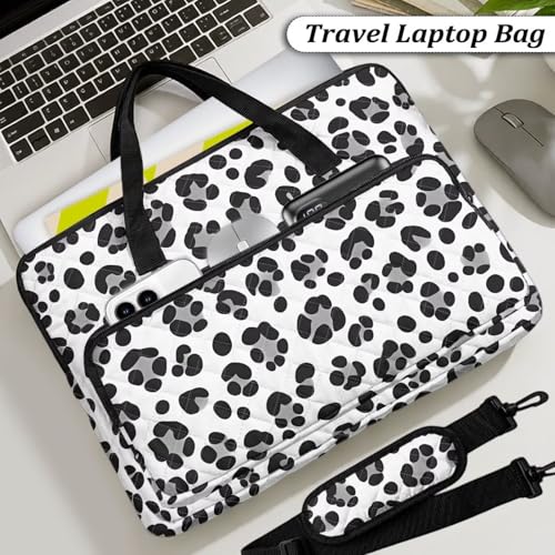 Laptop Sleeve, Laptop Cover with Adjustable Strap Computer Bag Tablet Notebook Sleeves Handbag Messenger Briefcase - color: Leopard Print