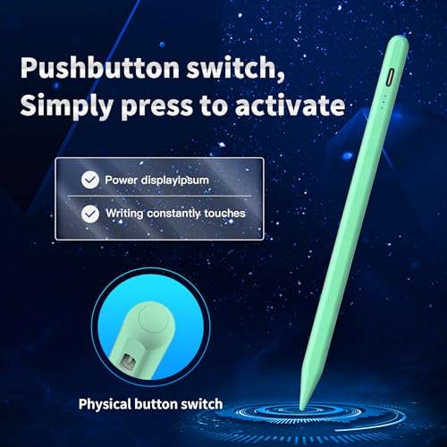 Stylus Pen Android for AMZ Tablet HD 10/Max 11 Compatible with Samsung/Lenovo,Accurate， Push-Button Switch On/Off,Long Battery Life+2Tips(NW Green) - color: NW Green