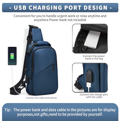 Messenger bag for Men,Small Sling Crossbody Backpack Shoulder Bag for Men Women,canvas Strap Backpack Sling Bag - color: B1-blue