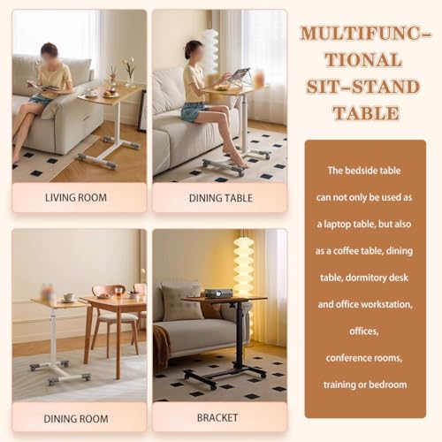 Tiltable Tabletop Standing Desk, Height Adjustable Sit Stand Table, Multifunctional Sofa Side Table, Mobile Laptop Desk, Easy to Install(Coffee Color) - color: Coffee Color