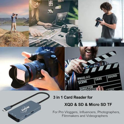 XQD Card Reader USB-C, XQD to USB C Camera Memory Card Reader, Compatible with Sony Nikon Cameras, 3 in 1 XQDs & SD & Micro SD TF Card Readers (Not for CFexpress) - size: XQD Card Reader