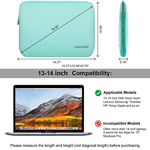 AULEEP 13-14 Inch Laptop Sleeves, Neoprene Notebook Computer Pocket Tablet Carrying Sleeve/Water-Resistant Compatible Laptop Sleeve for Acer/Asus/Dell/Lenovo/HP, Light Green - color: light green, size: 13-14 inch