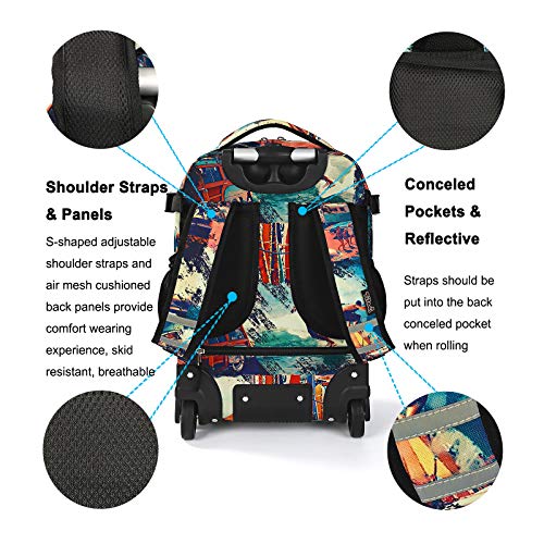 Tilami Rolling Backpack 19 inch with Lunch Bag Wheeled Laptop Backpack (Car Trip) - color: Surfing