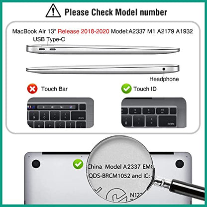 EooCoo for MacBook Air 13.3 inch Case with Keyboard and Screen Protector | Ultra Thin and Transparent, Hard Case Compatible with MacBook Air 13.3 inch M1 Chip 2021-2018 with Retina Display - color: Matte Black