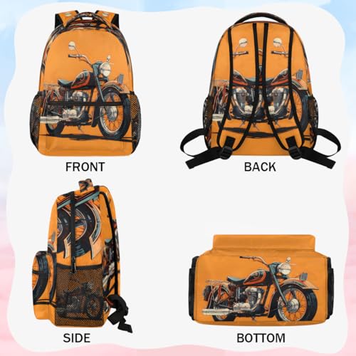 Motorcycle Theme Backpack for Women Men Shoulder Computer Laptop Adults Backpack Sports Hiking Gym Workout Travel Casual Daypack