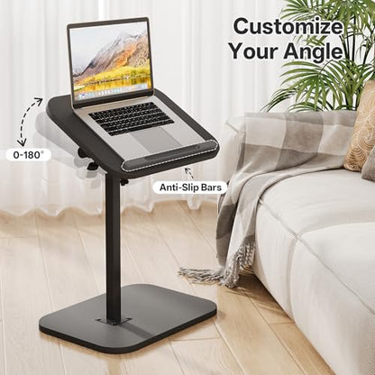 TV Tray Table, Sofa Side Armrest Tray, Adjustable Height, Flip-Top, Snack Side Table with 360° Swivel and 180° Tilt, C Shaped End Table for Couch, Small Spaces, Bed, Chair, Black - color: Black