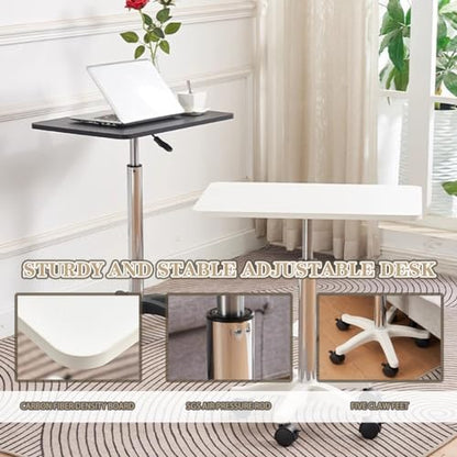 Adjustable Height Standing Desk, School Speech Lifting Stand Up Desk, Portable Swivel Mobile Laptop Table, Sofa Side Table with Brake Rollers(Black) - color: Black