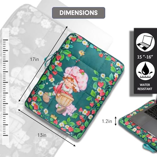 Sonix | Puffy Laptop Sleeve | 15-16 Inch, Quilted Pillow Puffer Laptop Carrying Case, Computer Sleeve | Strawberry Shortcake & Custard - color: Strawberry Shortcake & Custard