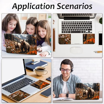 Laptop Skin 12.1-15.6 inch Removable Universal Reusable Laptop Sticker Decal,Waterproof No Residue Vinyl Cover,Scratch-Resistant Cuttable Full Wrap Sticker for Notebook, Wildflower Grizzly Bear - color: Wildflower Grizzly Bear