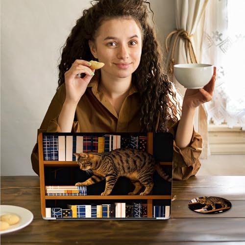 Laptop Skin Sticker Decal 15.6 Inch,12 13 13.3 14 15 15.6 in Laptop Netbook Skins for Notebook,Art Decal Removable Waterproof Scratch Resistant,Universal Vinyl Cover,Bookshelf Cute Cat - color: Bookshelf Cute Cat