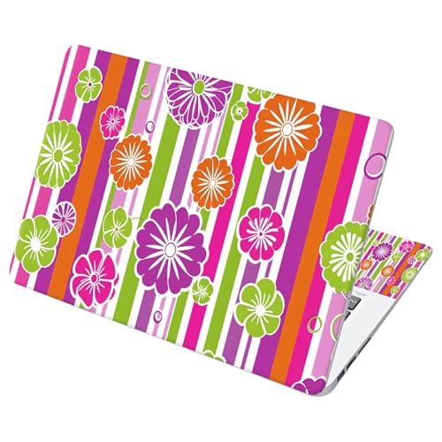 Universal Laptop Skin Sticker with 2 Wrist Pad Decals, 3-Piece Removable Vinyl Laptop Cover, Colorful Florals Waterproof Anti-Scratch, Easy-Trim Fit for 13.3" 14" 15.6" Laptops - color: Colorful Florals